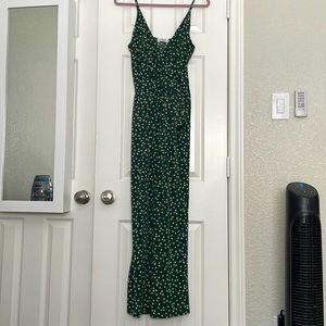 Kaileigh Dark Green Romper with Flowers